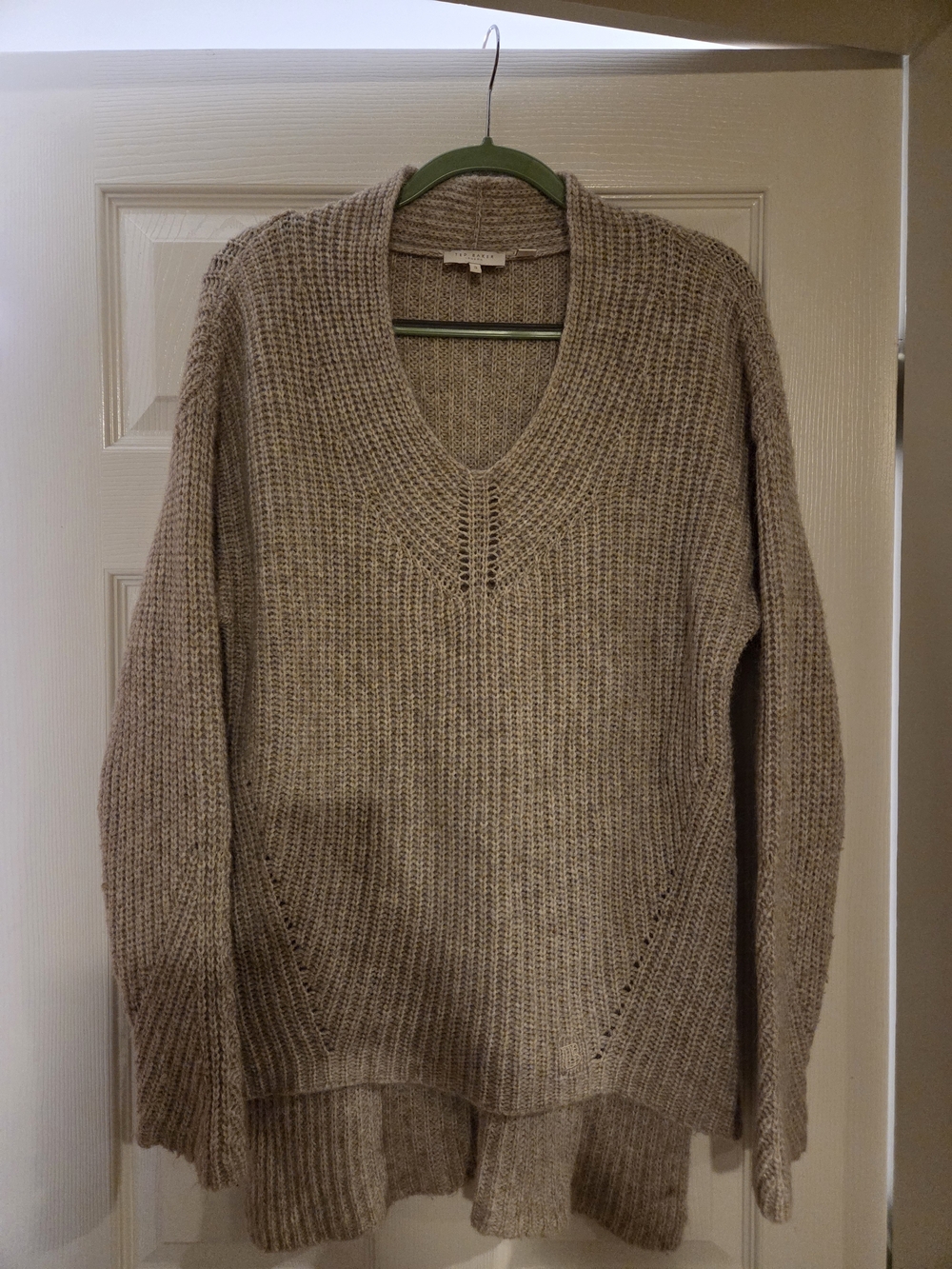 Ted Baker Rieliaa Alpaca Wool Blend V-Neck Tunic Sweater Size 3